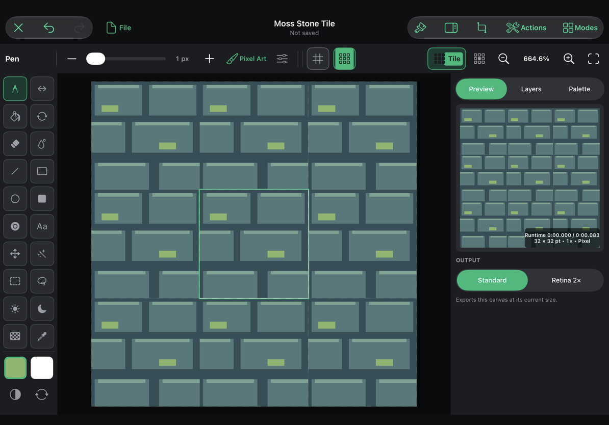 Live tiling shows repeated artwork around the editable center tile