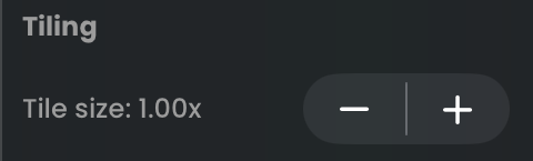 Tile size control showing 1.00× and minus and plus buttons.