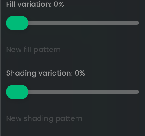 Fill variation and Shading variation sliders with New pattern controls.