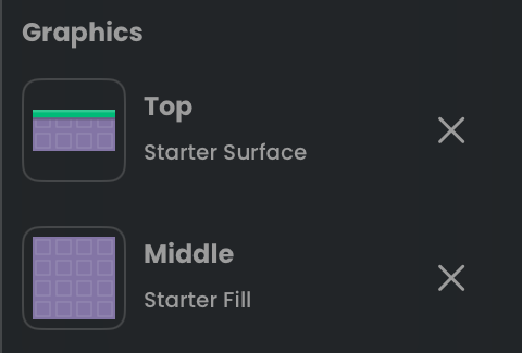 Top and Middle graphic slots in the dark-mode Smart Shape inspector.