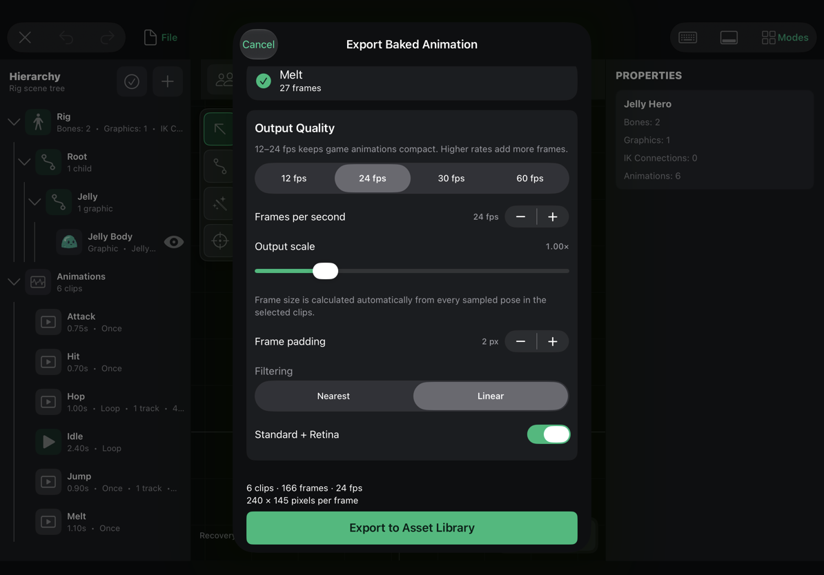 Output Quality at the bottom of the baked export sheet