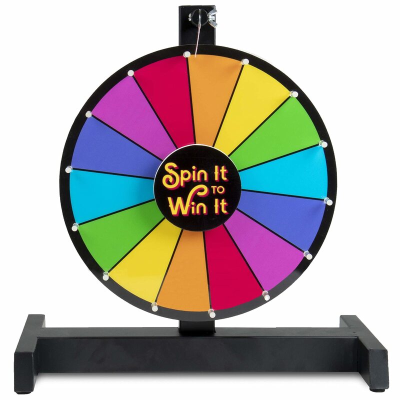 Brybelly Spin It To Win It Mini Prize Wheel, 12"|14 Colorful Dry Erase Slots, Adjustable Spin Speed | Tabletop Prize Wheels For Trade Shows, Office Parties(Multicolor) : Amazon.in: Toys & Games